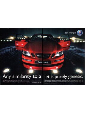 2007 Saab 9-3 Sports Sedan 2 Page Vintage Print Ad Night Runway Lights Wall Art